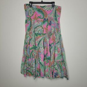 Vintage Y2k Lauren Ralph Lauren paisley print tiered cute midi skirt size large